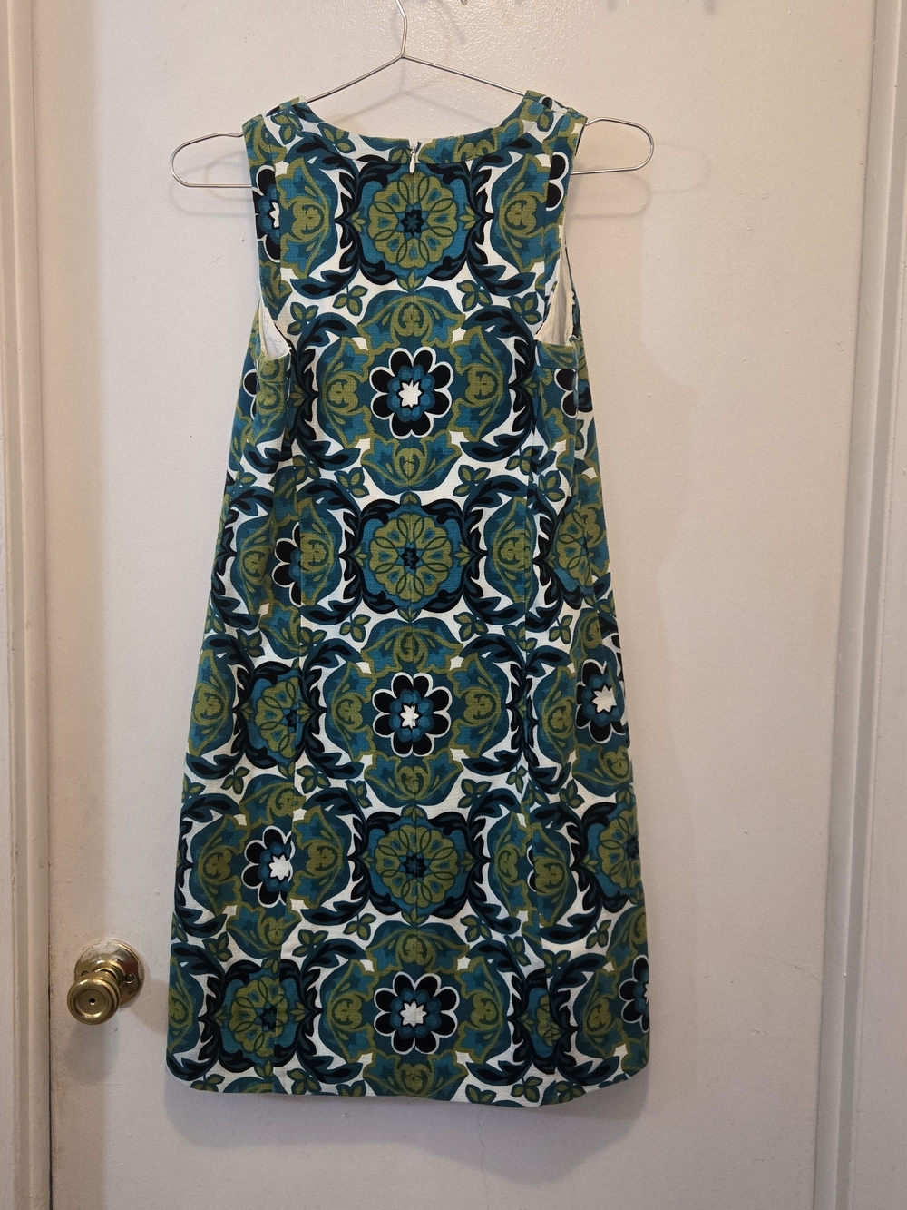 Ann Taylor Teal, Navy & Olive Floral Print Sleeveless Dress